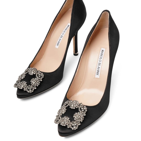 Manolo Blahnik Black Embellished Heels - Picture 1 of 10